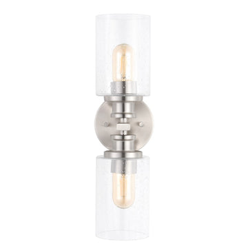 Jules Edison 16.5" Cylinder Iron/Seeded Glass Farmhouse Contemporary LED Wall Sconce - JONATHAN Y